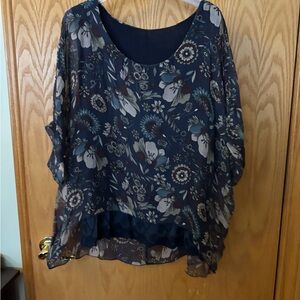 Source Unknown Navy Floral Blouse